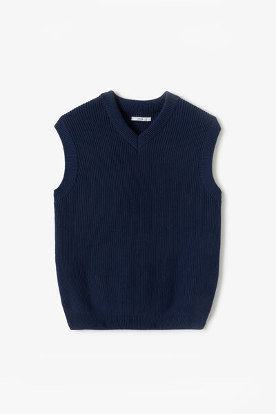 Pull col v sans manches