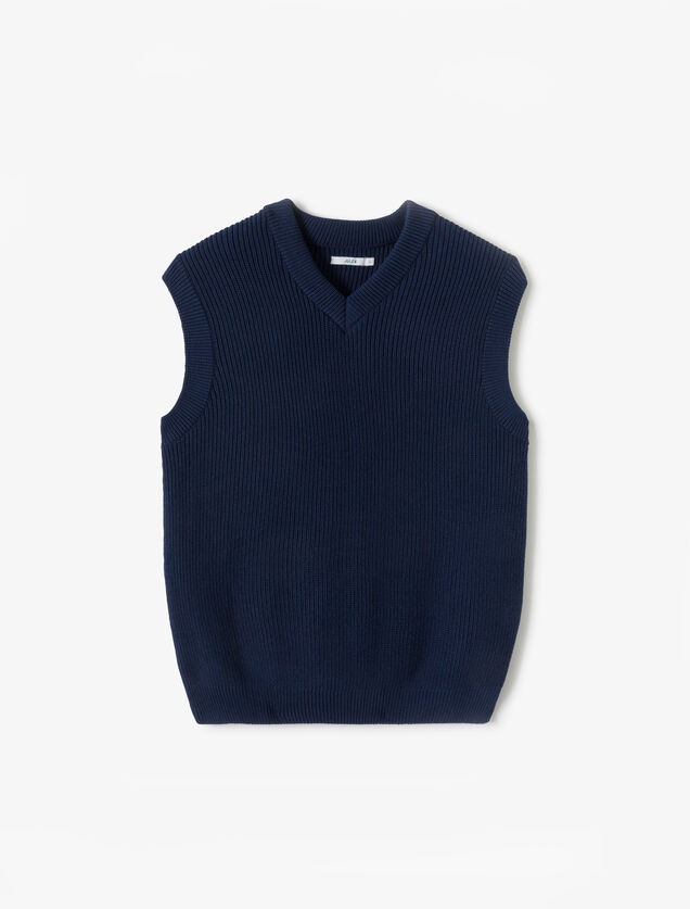 Pull col v sans manches