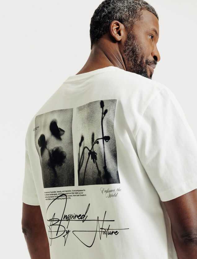 T-shirt met gebloemde print voor- en achteraan
