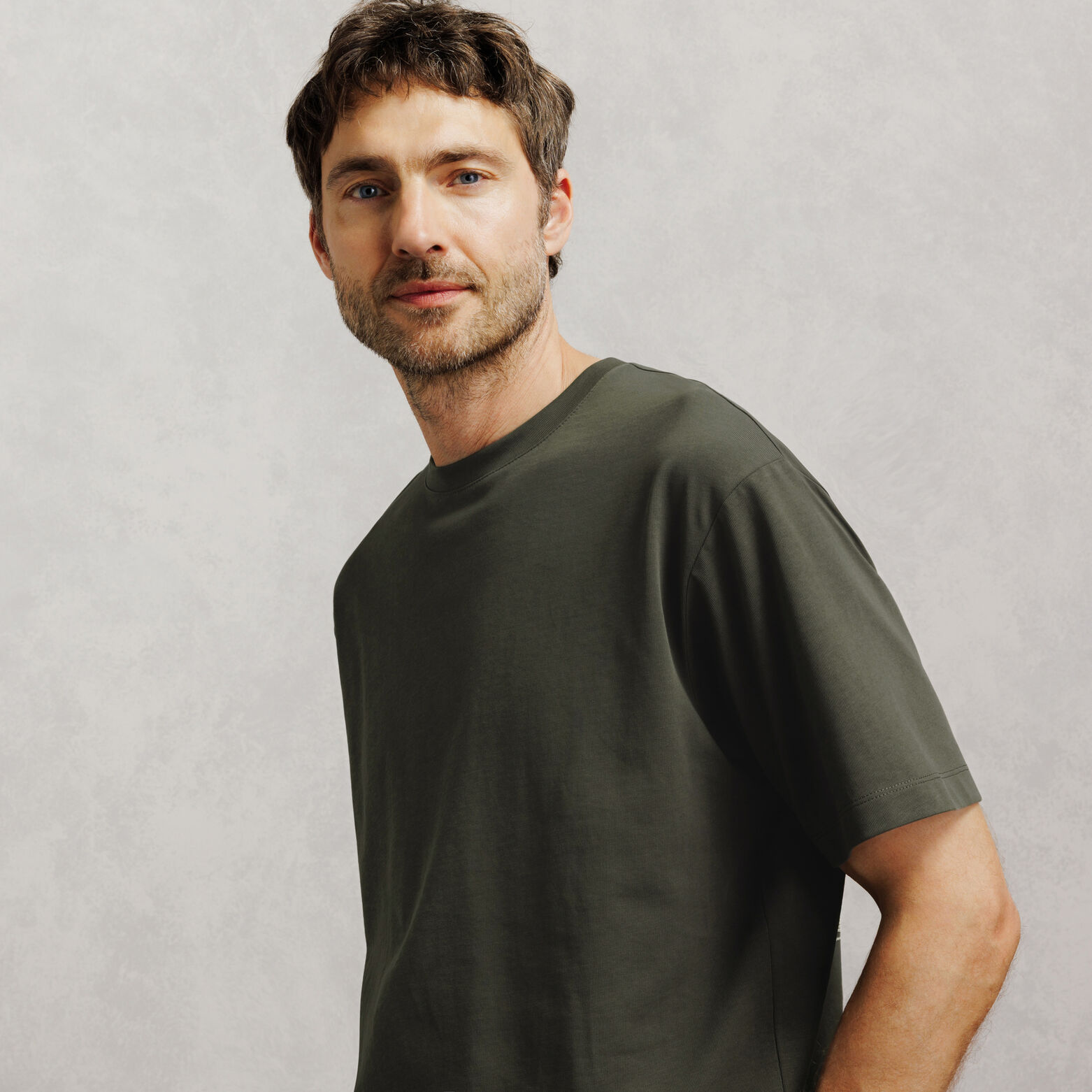Tee shirt col rond relax imprim&eacute; dos timbre