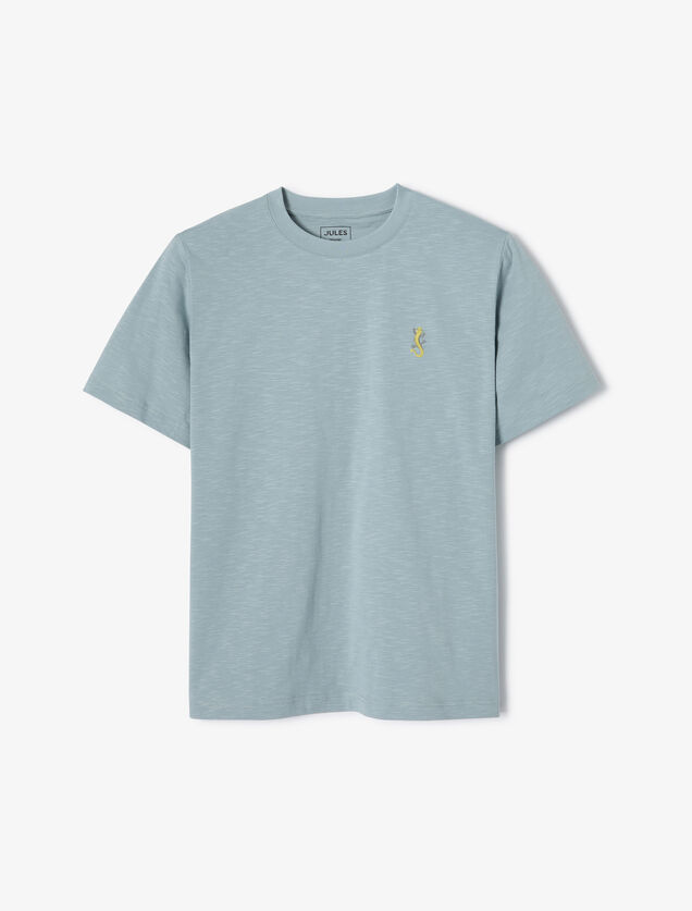 Tee shirt mati&egrave;re flamm&eacute;e broderie poitrine