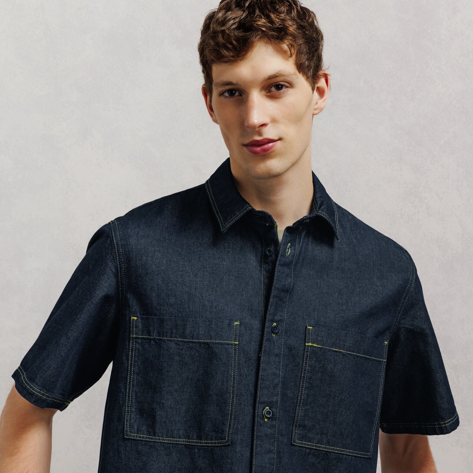 Ensemble chemisette et bermuda en jean - Bleu