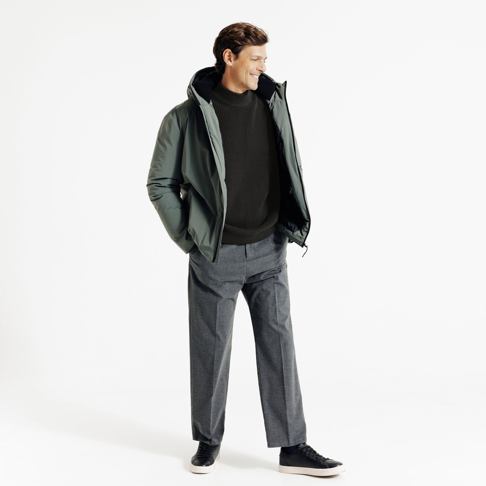 Pull col cheminée en côte