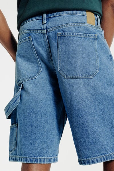 Baggy denim bermuda