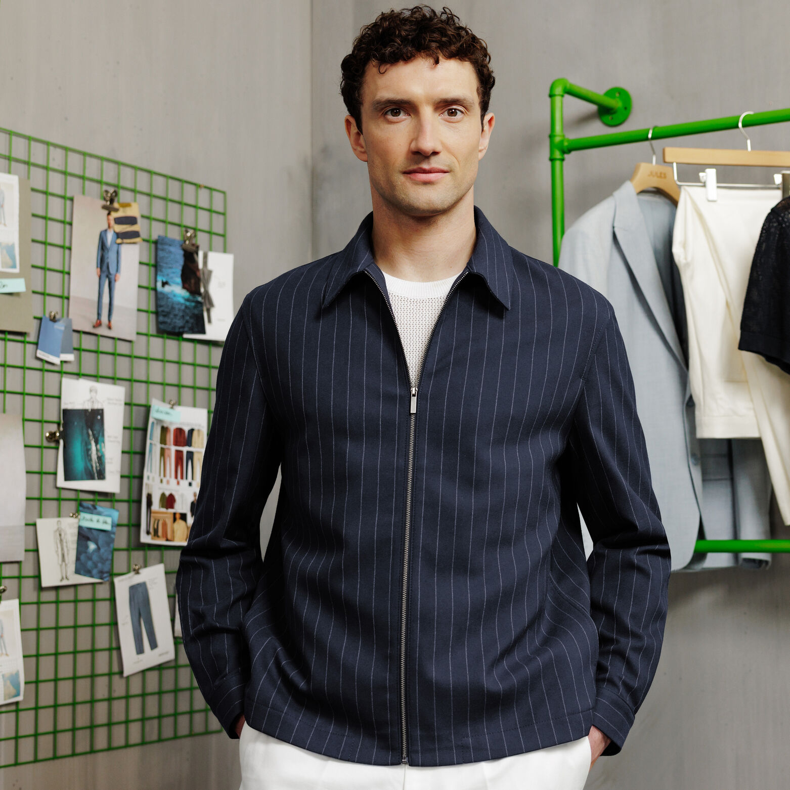 Veste col chemise zipp&eacute;e ray&eacute;e