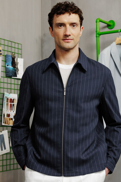 Veste col chemise zipp&eacute;e ray&eacute;e