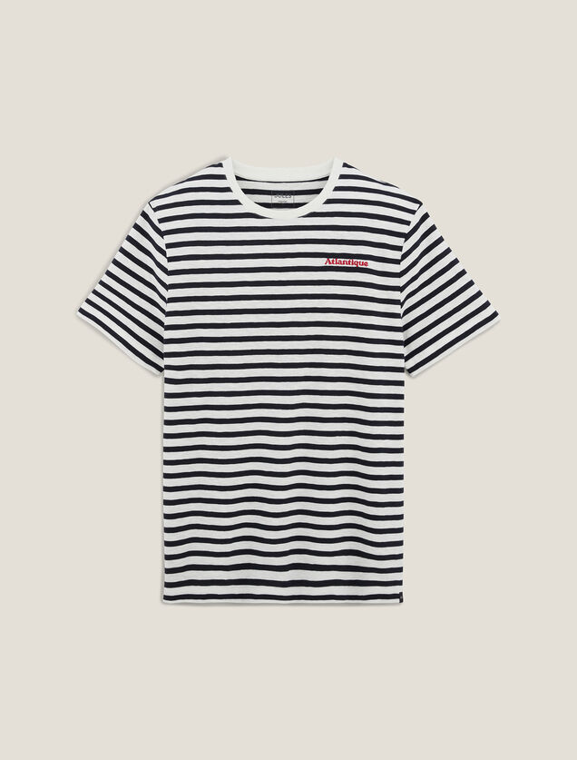 Tee shirt col rond marinière brodé
