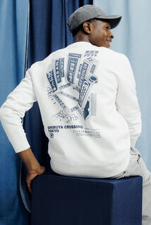 Sweater met ronde hals en print op voor-en achterk