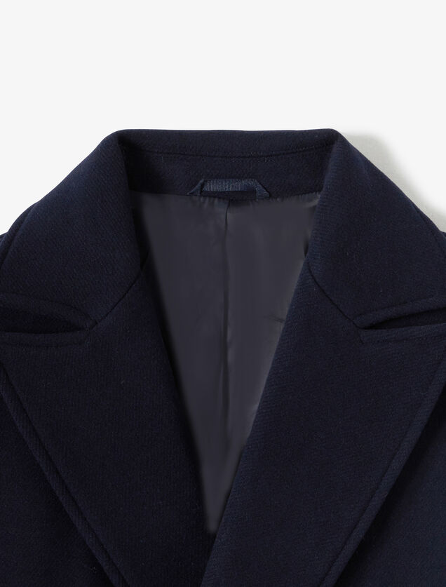 Lange wintermantel, gekruiste knoopsluiting