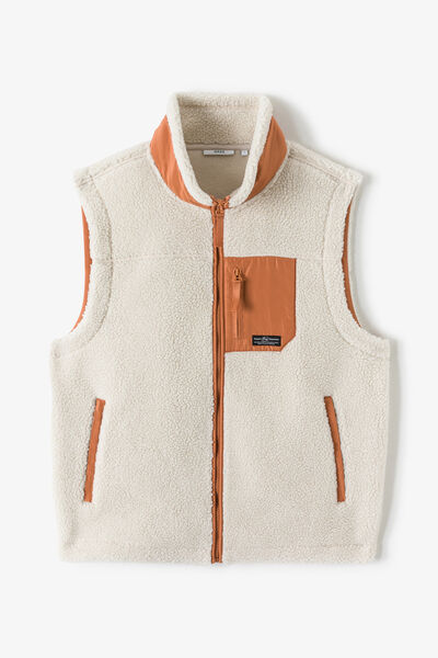 Veste sans manche en sherpa contrastée
