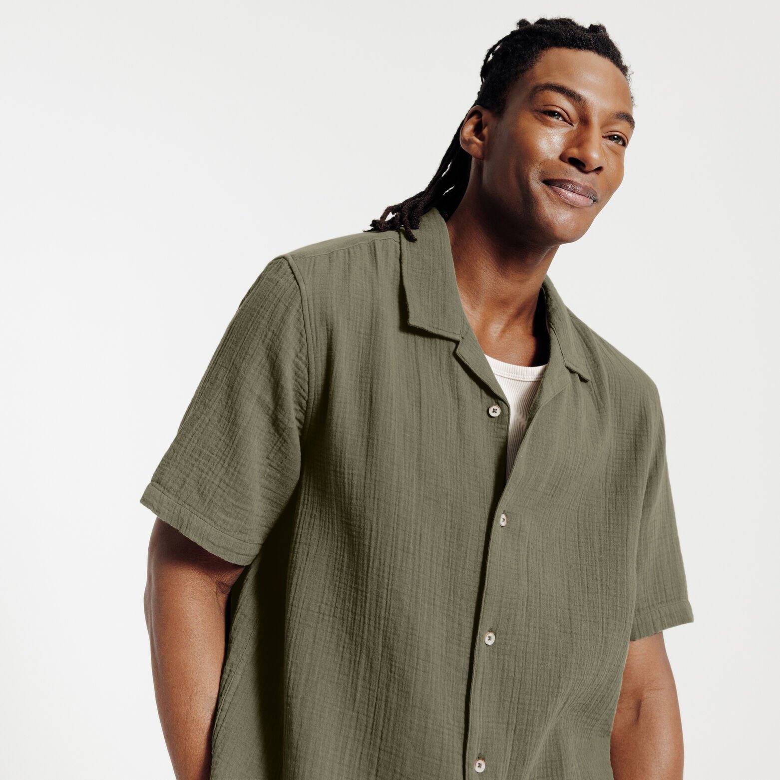 Chemisette en gaze de coton col requin