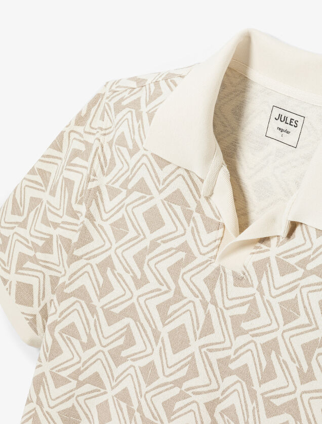 Polo manches courtes imprim&eacute; col resort