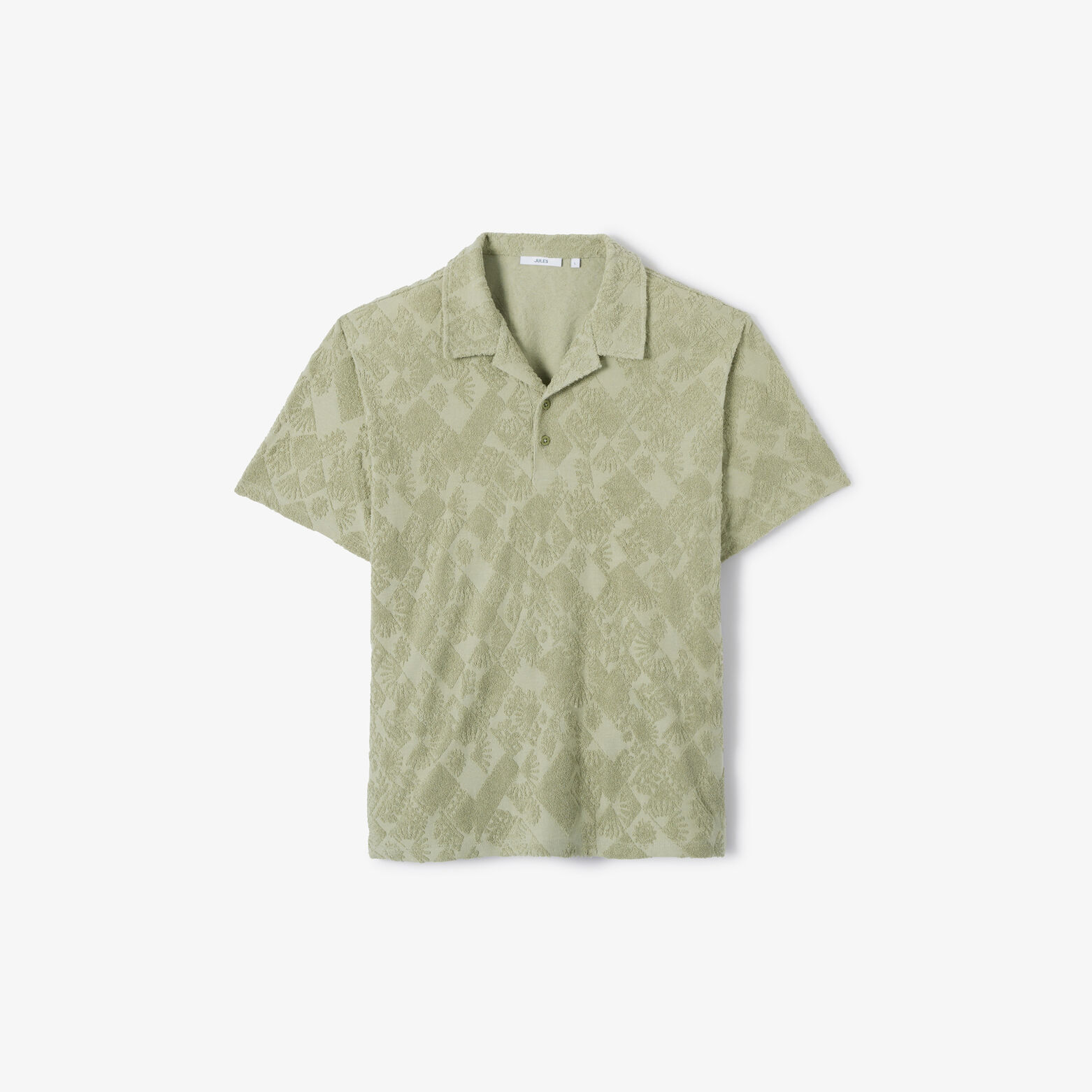 Polo manches courtes col requin &eacute;ponge jacquard