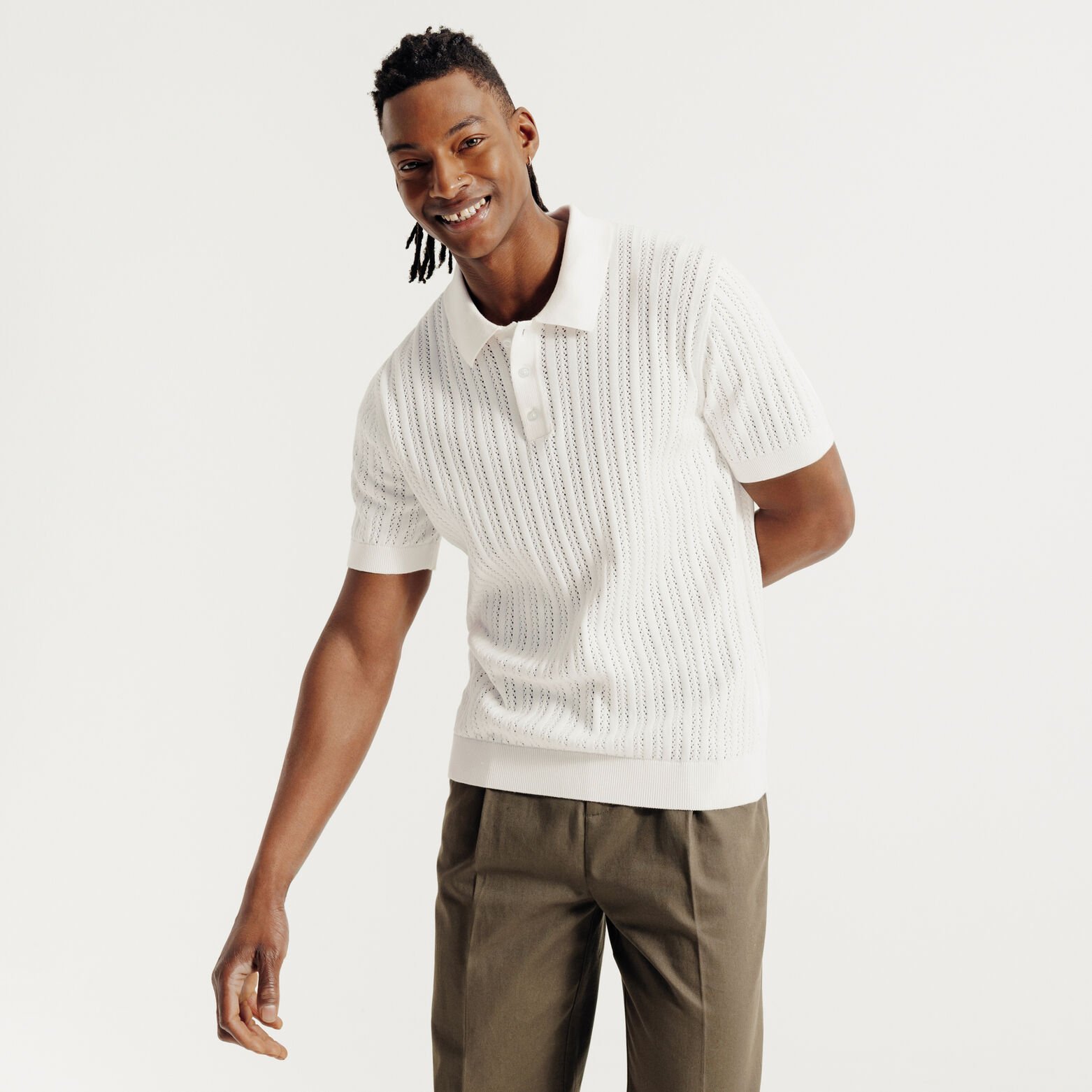 Polo en maille manches courtes jeux de points