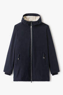 Parka longue &agrave; capuche doubl&eacute;e en sherpa