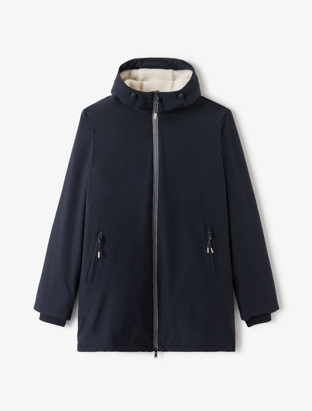 Parka longue &agrave; capuche doubl&eacute;e en sherpa