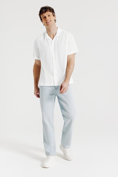 Regular fit hemdje in katoen borduurwerk