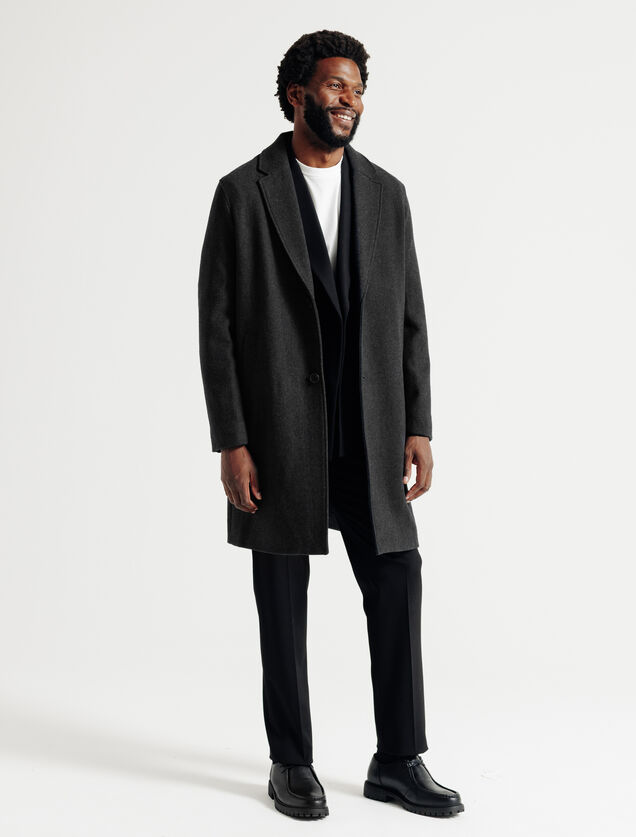 Manteau hiver long col tailleur