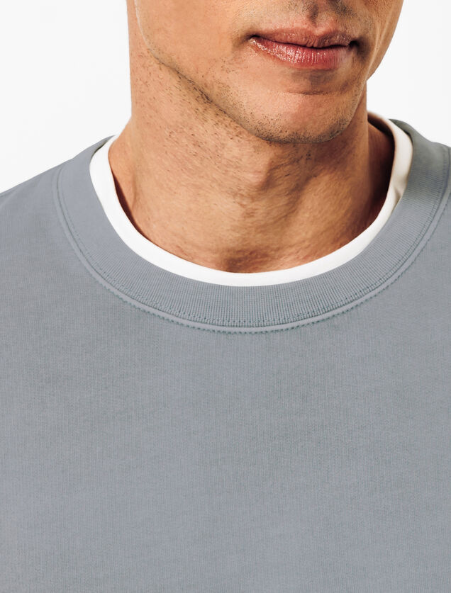 Sweat col rond mati&egrave;re effet d&eacute;lav&eacute;