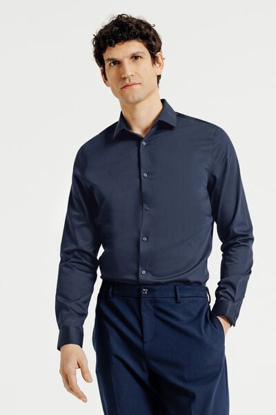 Chemise sans repassage en coton unie slim