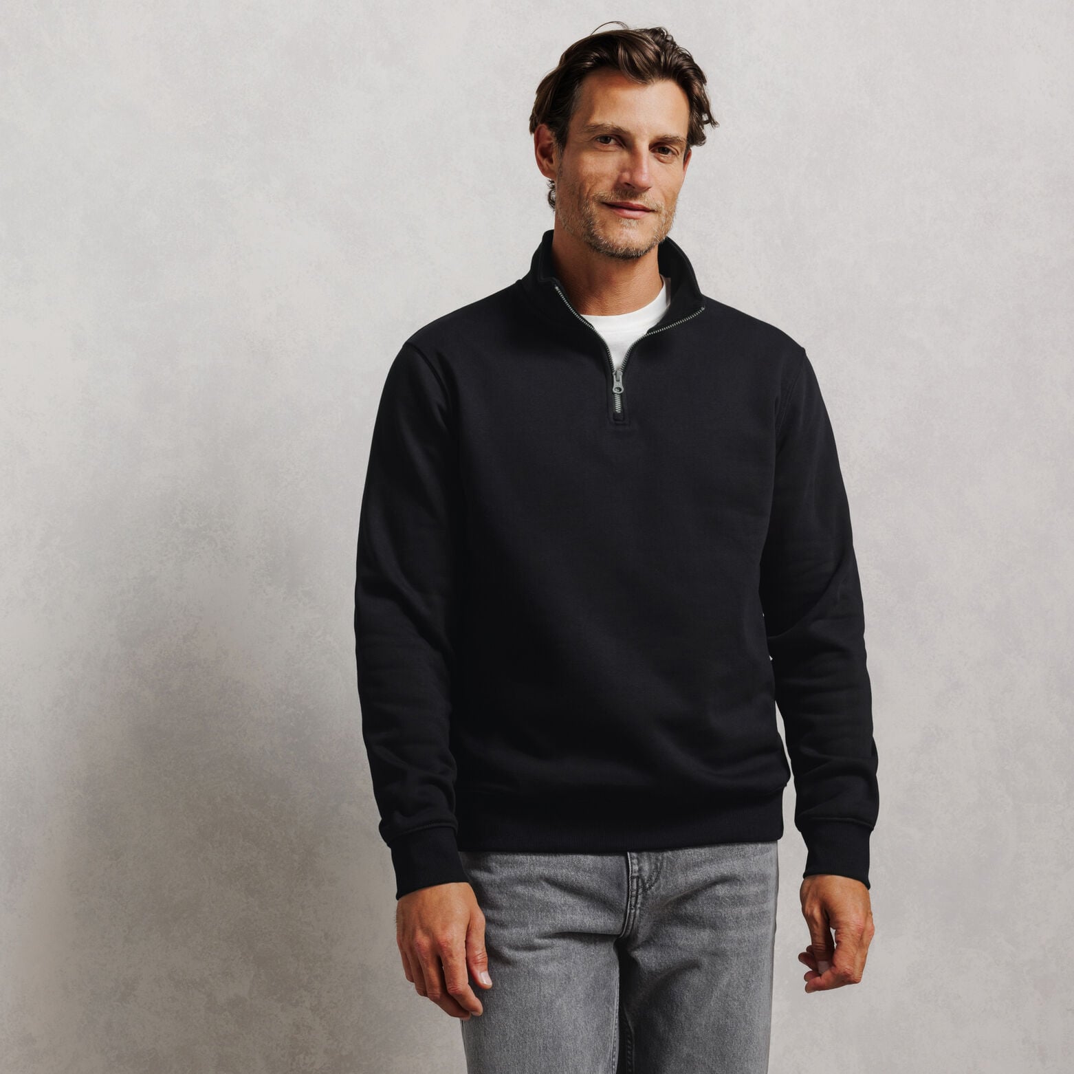 Effen sweater met ritskraag