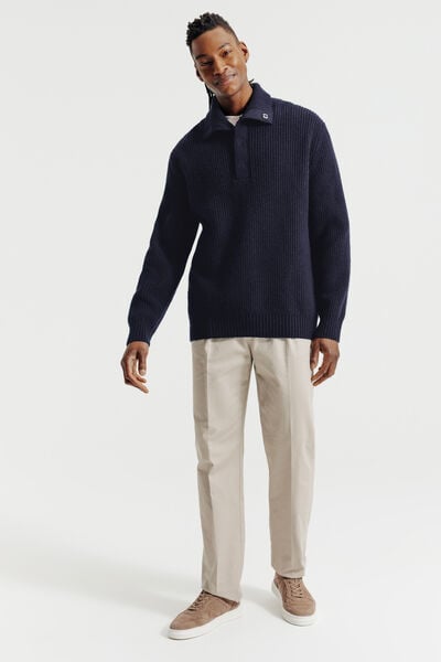 Trui truckerskraag in lambswool