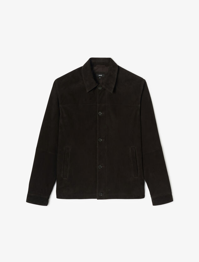 Blouson en cuir col chemise
