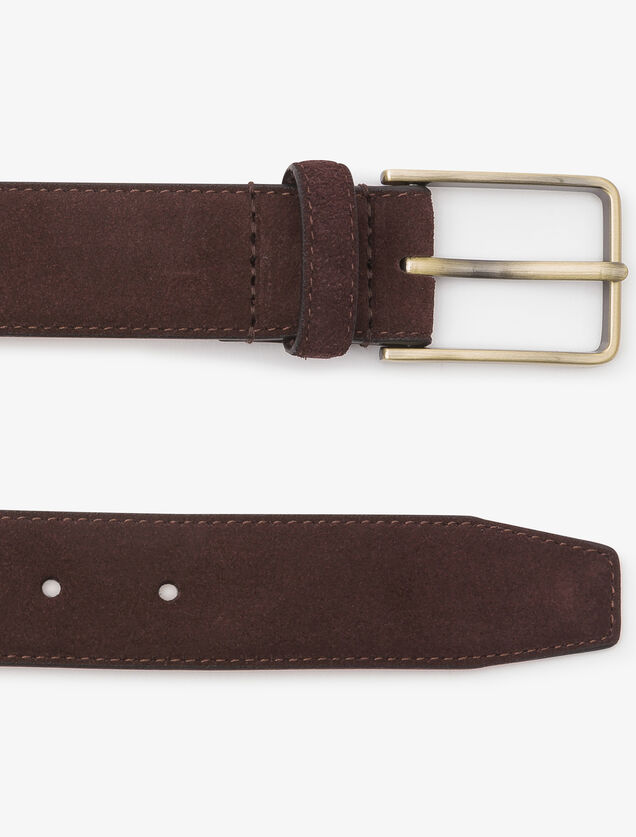 Ceinture en cuir su&egrave;de &agrave; boucle
