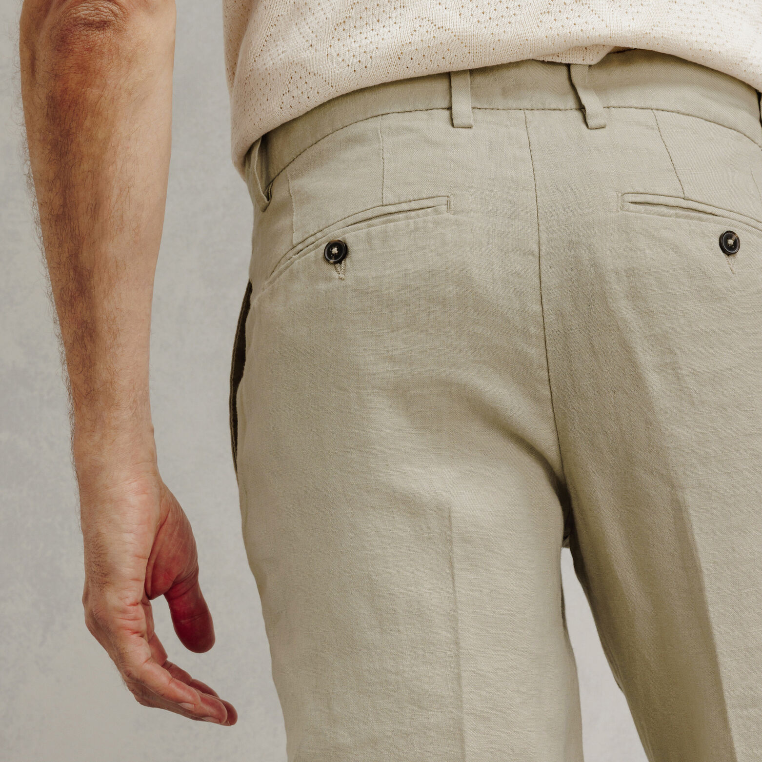 Pantalon chino straight 100% lin
