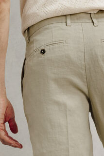 Straight fit chinobroek in 100% linnen