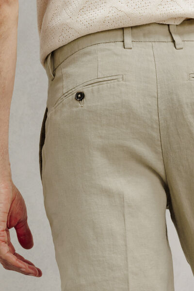 Straight fit chinobroek in 100% linnen