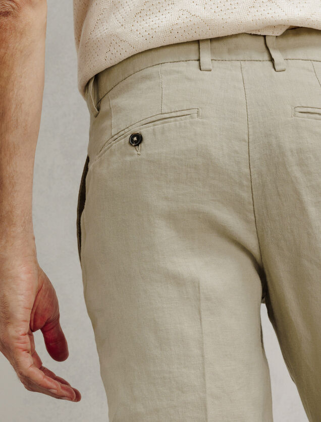 Straight fit chinobroek in 100% linnen