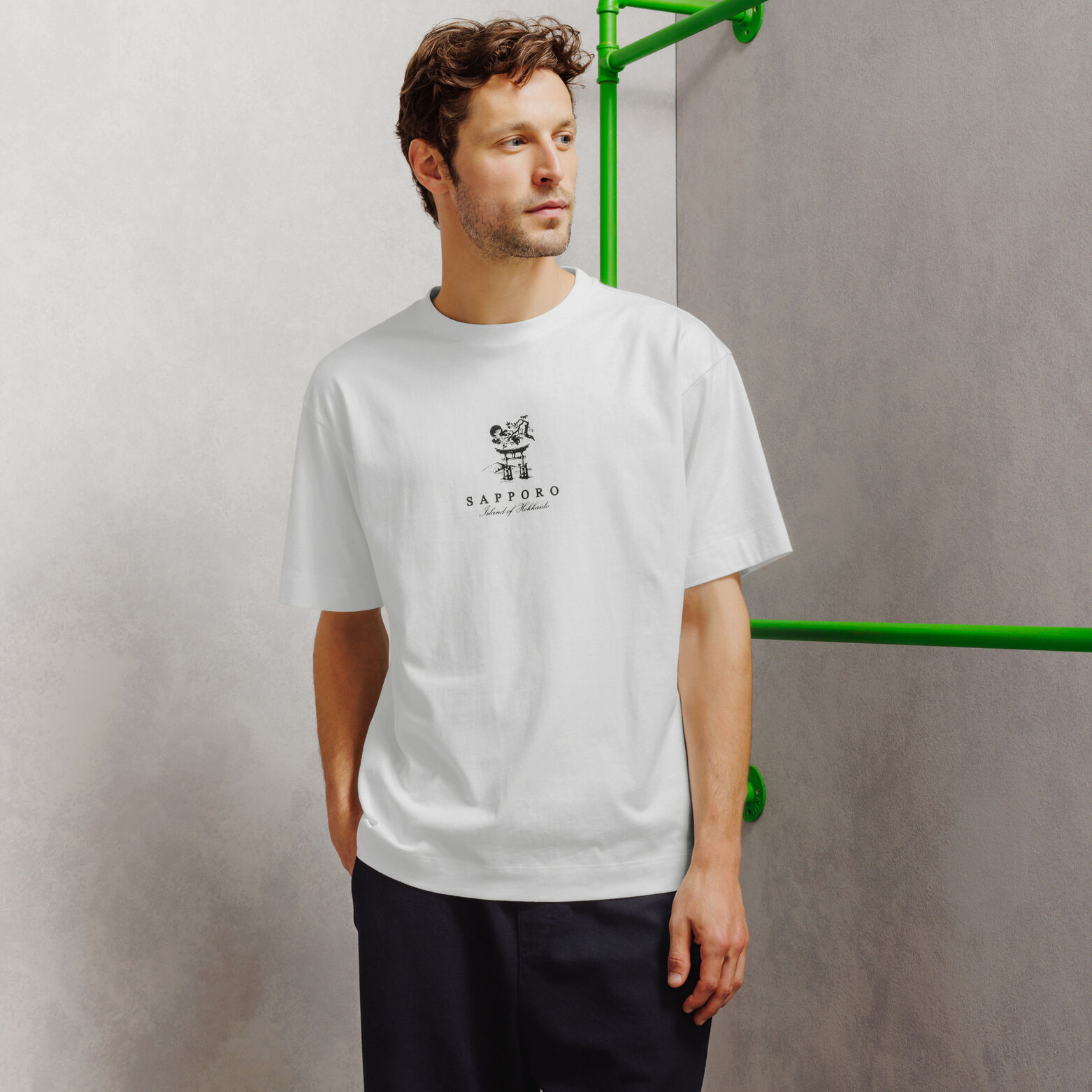 T-shirt met print voor en achter Japan 