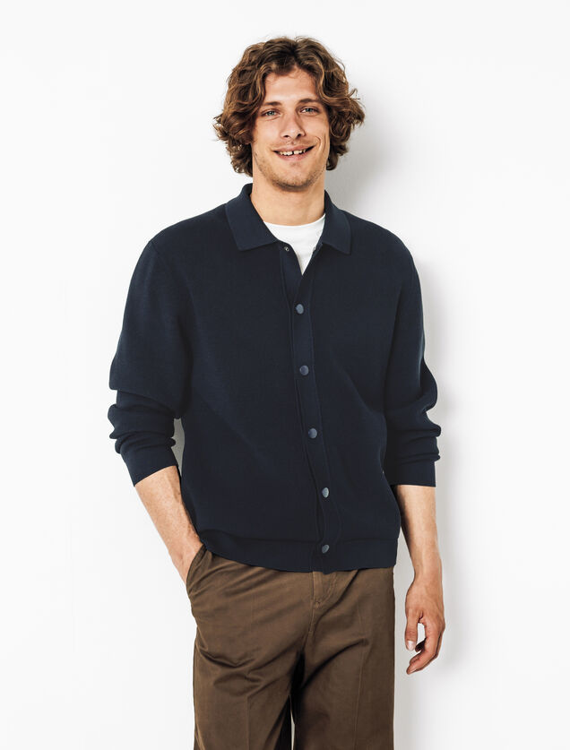 Cardigan en maille col polo