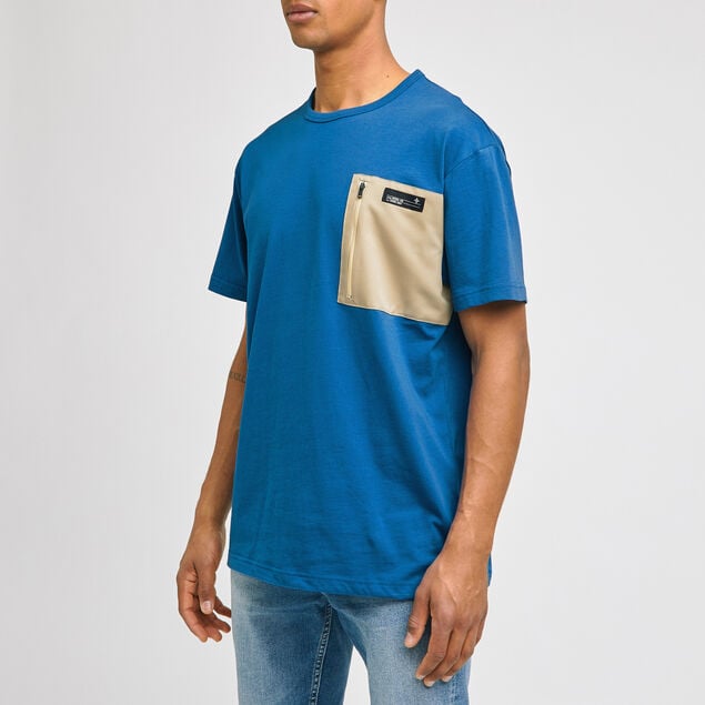 Tee-shirt oversize poche zippée contrastée