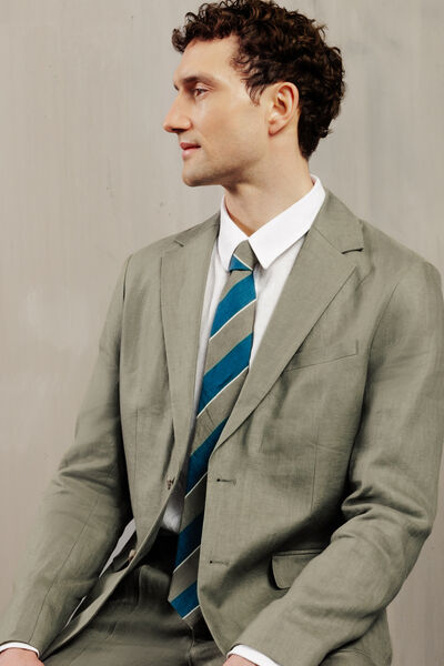 Veste de costume confort motif chevron 100% lin