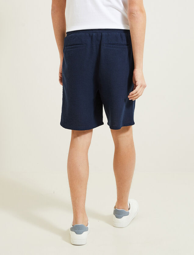 Bermuda met elastische taille in textuurstof