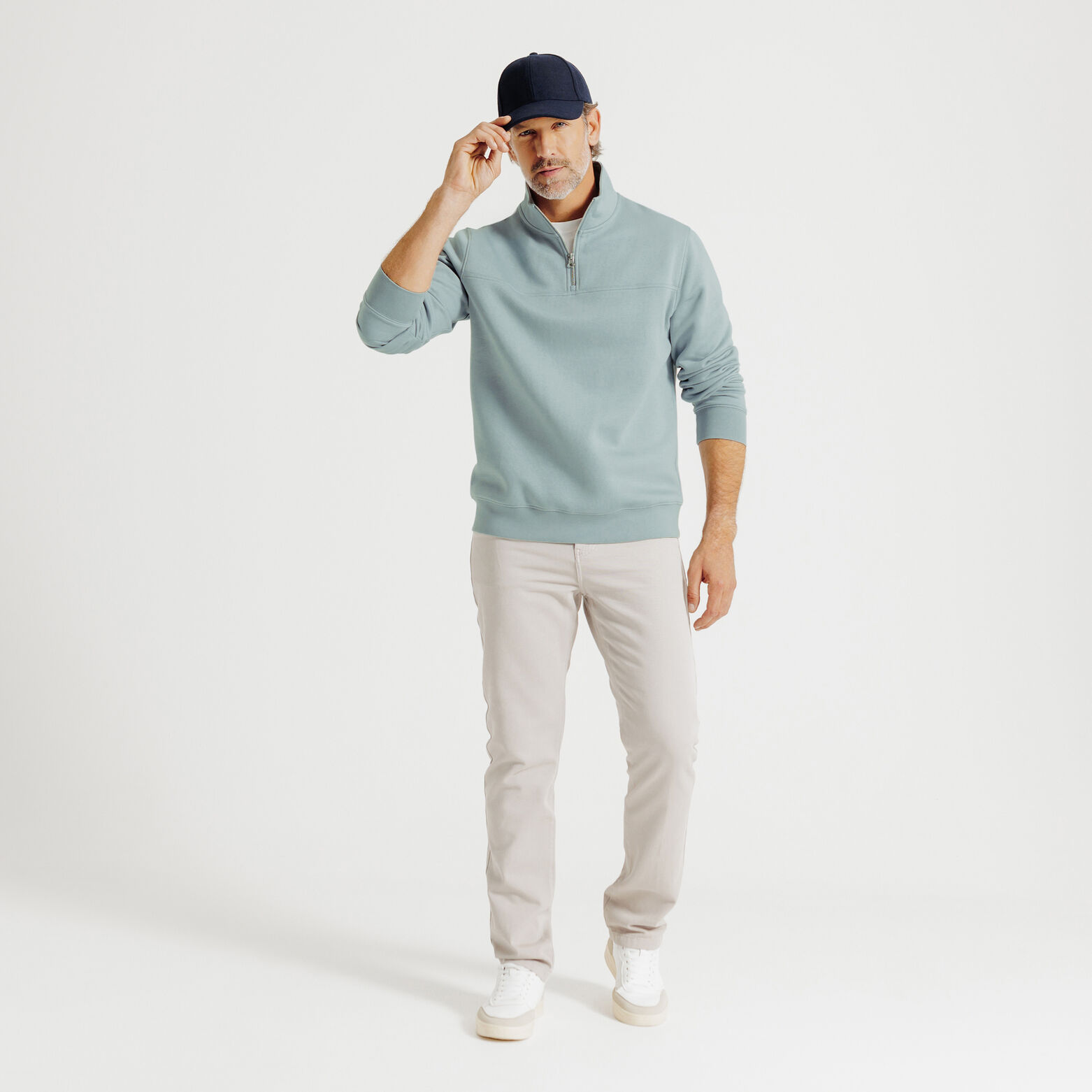 Effen sweater met opstaande ritskraag