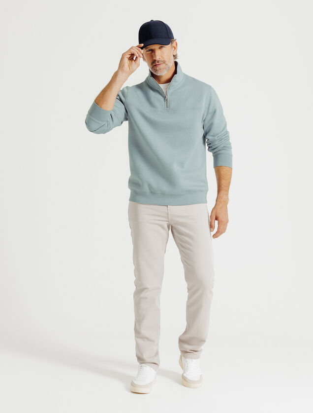 Sweat col montant zipp&eacute; uni