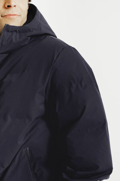 Gewatteerde donsjas met kap en rits