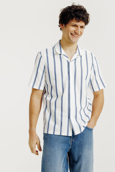 Gestreept hemdje in seersucker katoen
