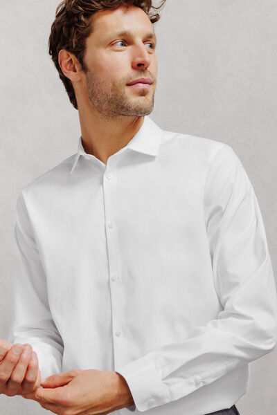 Chemise en coton slim sans repassage unie