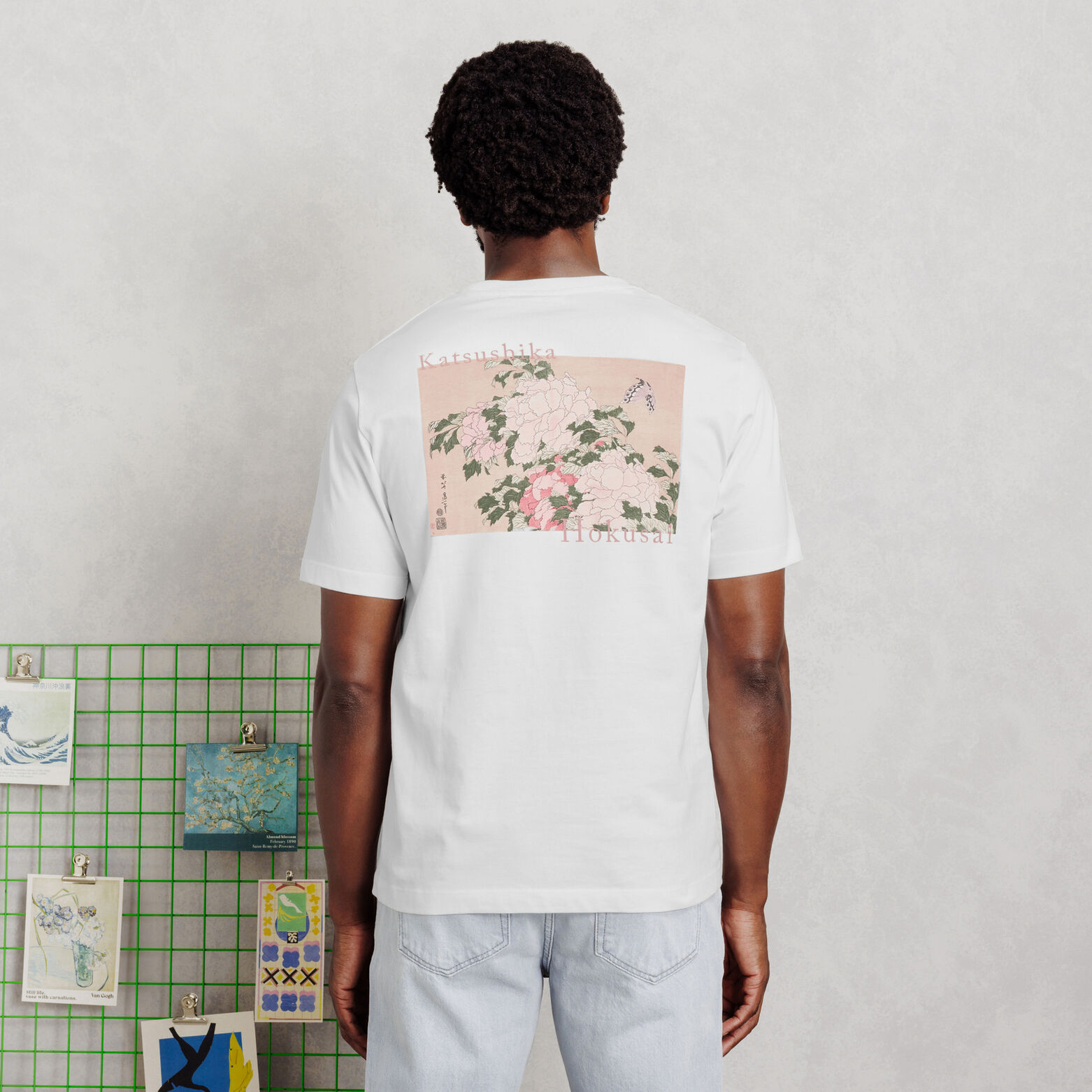 T-shirt met print voor en achter licentie Hokusai