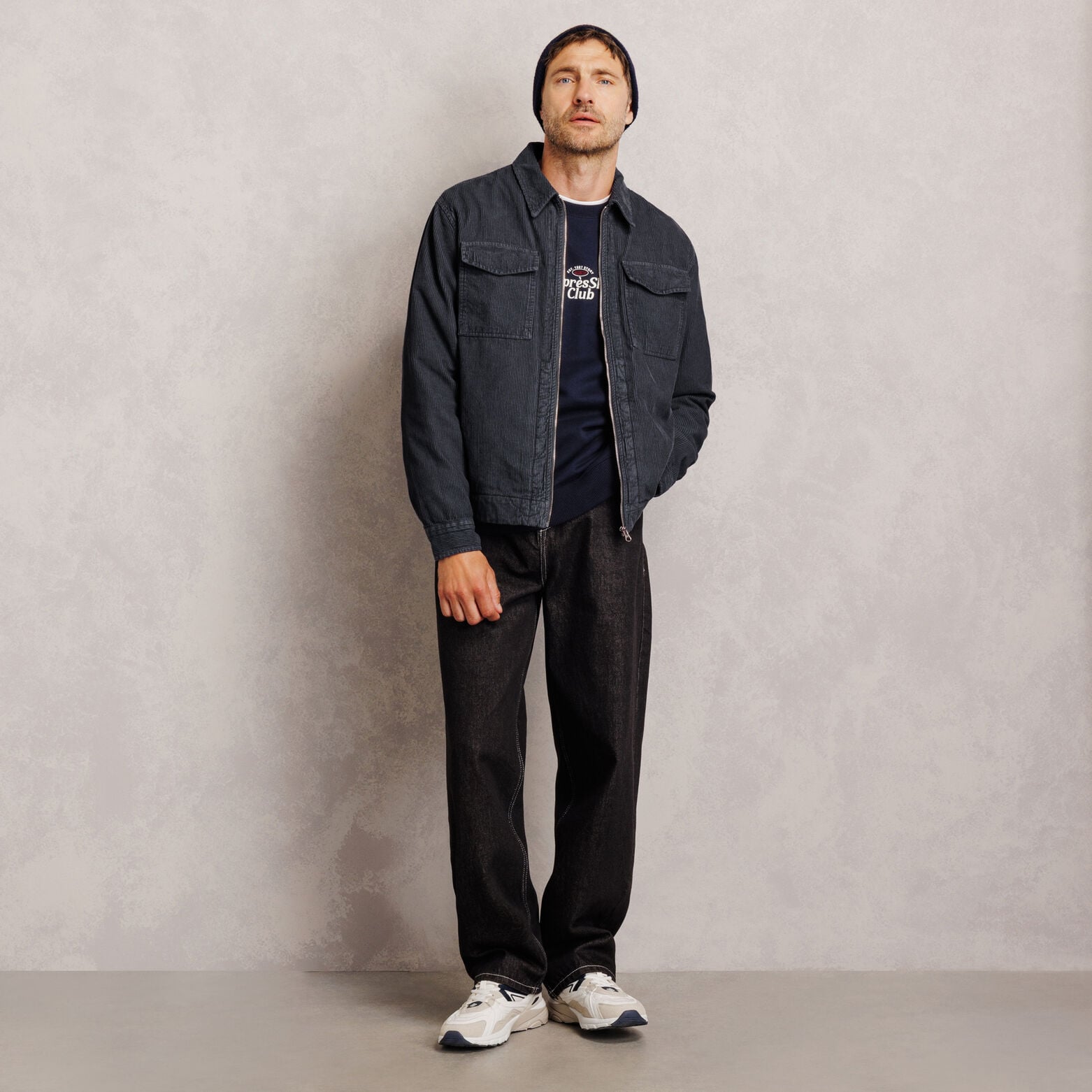 Veste zipp&eacute;e en velours col chemise 100% coton