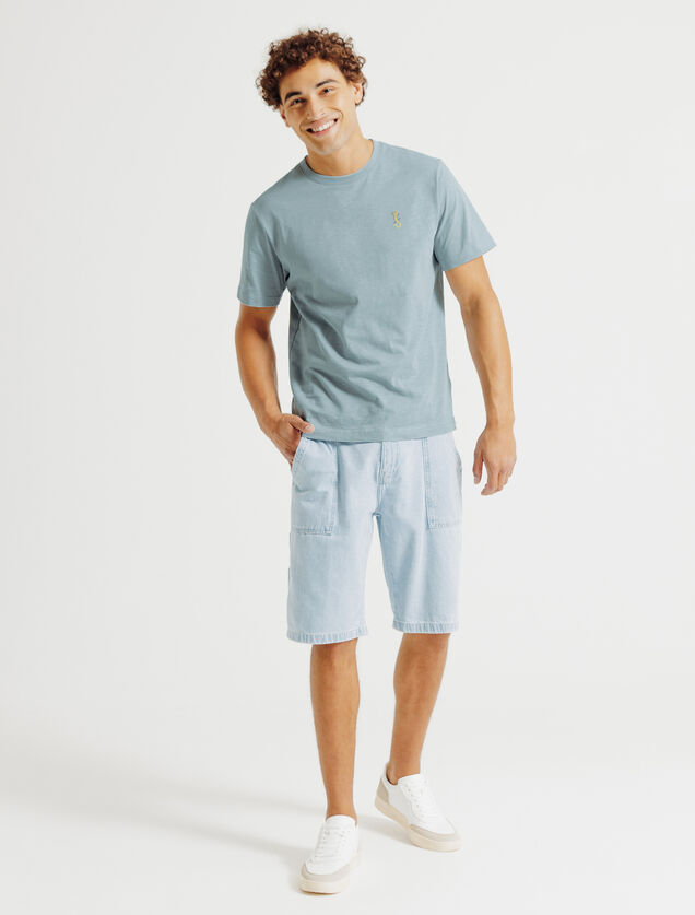 Tee shirt mati&egrave;re flamm&eacute;e broderie poitrine