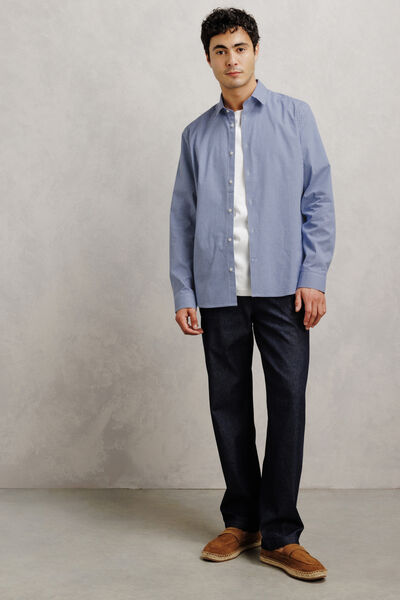 Chemise 100% coton slim &agrave; carreaux