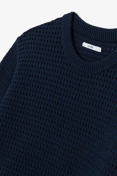 Pull col rond maille ajour&eacute;e