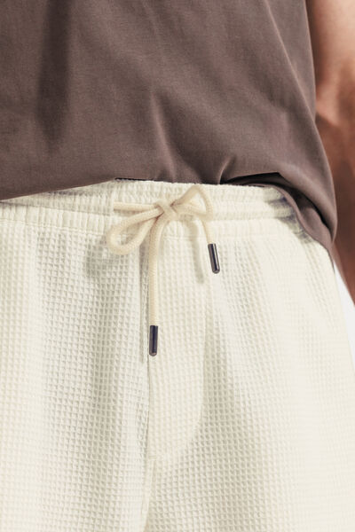Bermuda in wafelstof met elastische tailleband