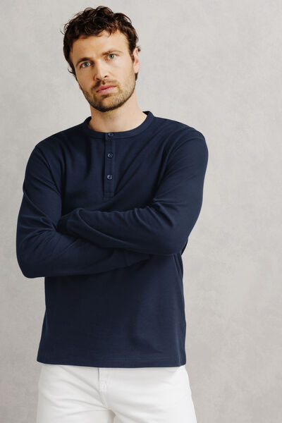 Tee shirt col tunisien gaufr&eacute;