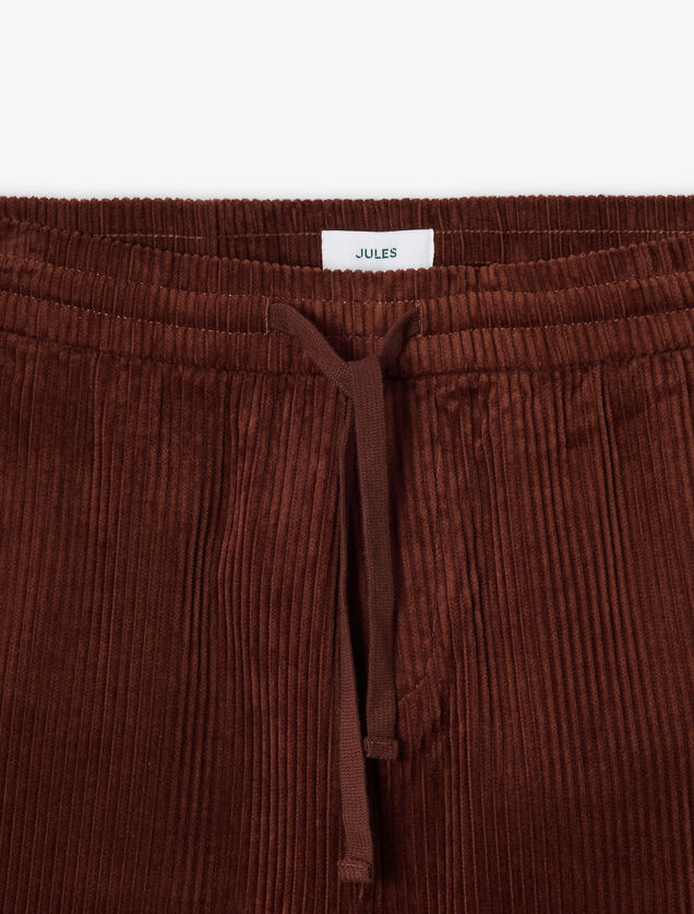 Pantalon en velours taille &eacute;lastiqu&eacute;e